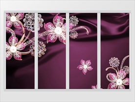 奢华浪漫镶钻珠花紫色绸缎移门