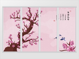 新中式梅花鸟语花香移门