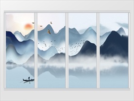 新中式意境山水移门