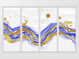 新中式抽象山水意境移门