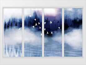 中国风意境水墨山水移门