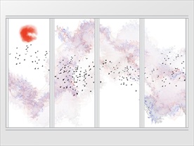 中式风格群鸟移门