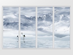 新中式禅意水墨山水移门