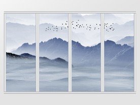 新中式中国风意境水墨山水移门