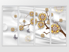 简约奢华珠宝花枝移门