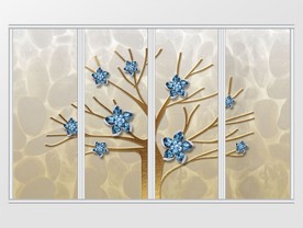 简约奢华珠宝金色树移门