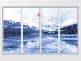 新中式意境抽象山水移门