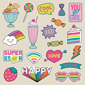 女性时尚图标矢量墙贴