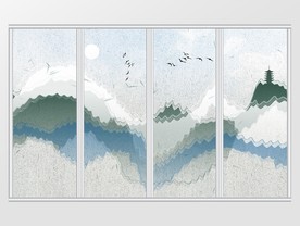 抽象山水意境移门
