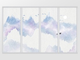 抽象水彩水墨山水意境移门