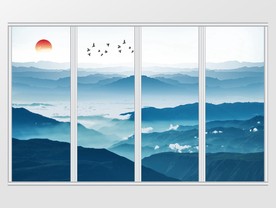 新中式水墨山水唯美移门