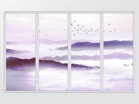 中国风意境水墨山水移门