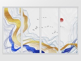 抽象金箔山水意境移门