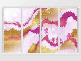 抽象金箔意境山水风景移门