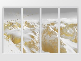 大气金箔画山川飞鸟移门