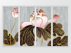 浮雕立体荷花移门