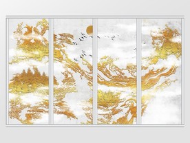 金箔抽象山水意境移门