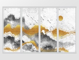 金色抽象意境山水移门