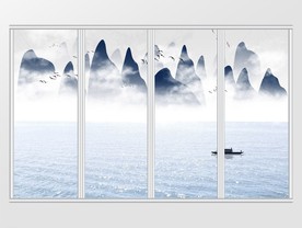 中国风远山意境移门