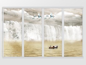 大理石纹山水情移门