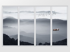 中式山水意境移门