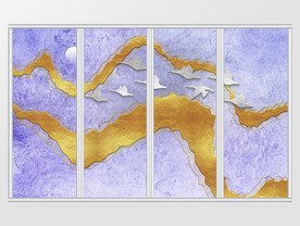 金色质感抽象山水浮雕移门