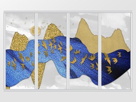 新中式抽象山水金箔移门