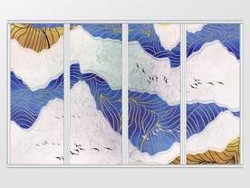 新中式抽象意境质感山水移门