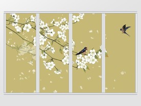中式花鸟图移门