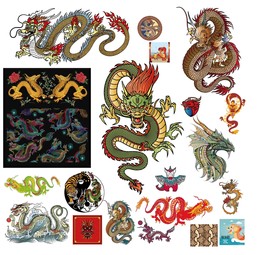 龙盘龙舞龙纹龙头祥云高清矢量