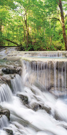 流水生财瀑布树林玄关装饰画