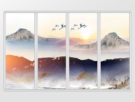 大理石纹九州山河移门