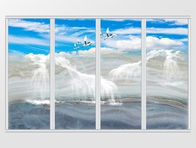 大理石纹山水移门