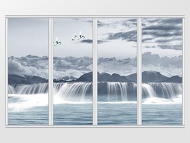 新中式创意山河风景移门