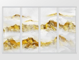 新中式金箔抽象石纹移门