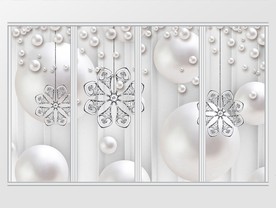 白色简洁梦幻奢华珠宝珍珠移门