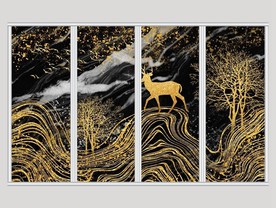 北欧金色麋鹿大理石移门