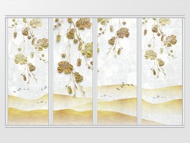 现代简约质感花卉山水移门