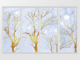 现代简约质感金色树林移门