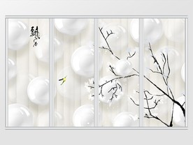 现代简约珠宝手绘花移门