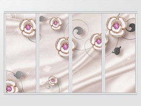 小清新粉色珠宝花朵简约时尚移门