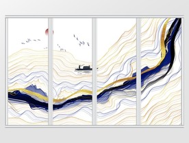 新中式抽象山水风景意境移门