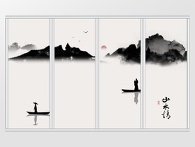 中式古风山水情意境移门