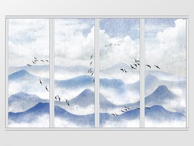 中式意境山水移门