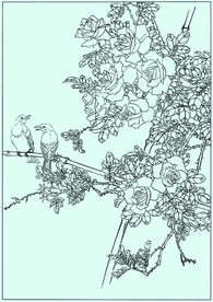 花鸟线描 花鸟白描 花鸟素描