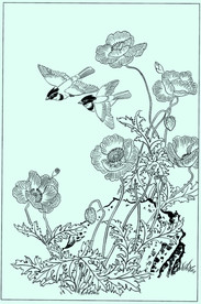 花鸟线描 花鸟白描 花鸟素描