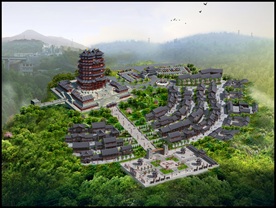 古建筑效果图 门楼牌坊 寺庙广