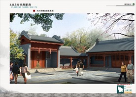 古建筑效果图 门楼牌坊 寺庙广