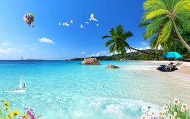 海边风景背景墙