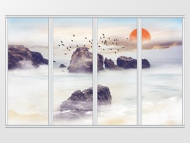 大理石纹江山如画移门